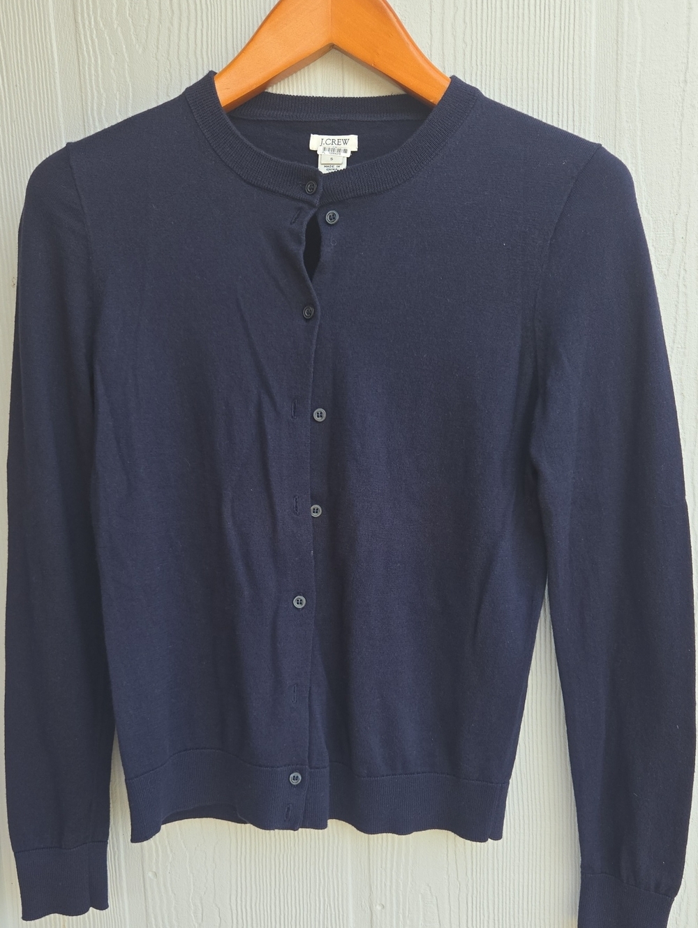 J. Crew Women’s Navy Crewneck Button-Up Cardigan (Size Small)